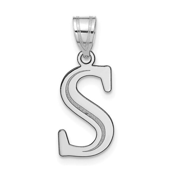 Kazi Luxury 14k White Gold Polished Etched Letter Initial Pendant